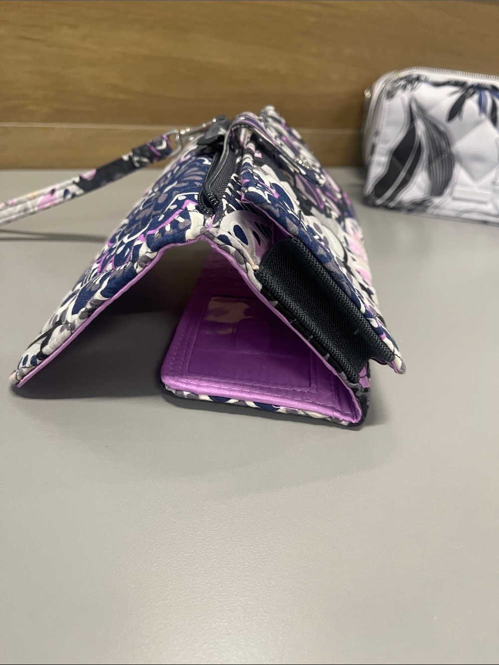 Vera Bradley Navy, Purple & Pink Quilted Floral Wristlet Wallet - Picture 7 of 9
